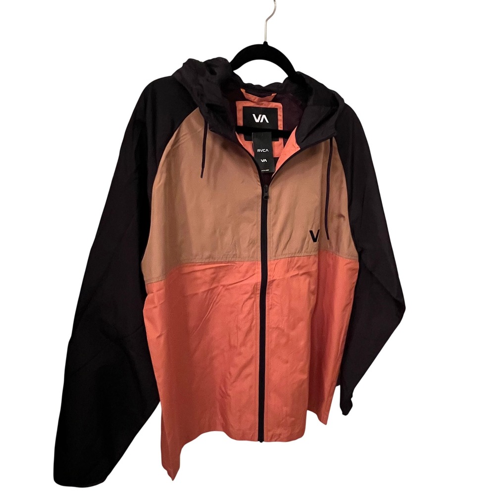 RVCA NWT Windbreaker Hoodie Rider jacket lightweight outdoorMen's Sz Large
